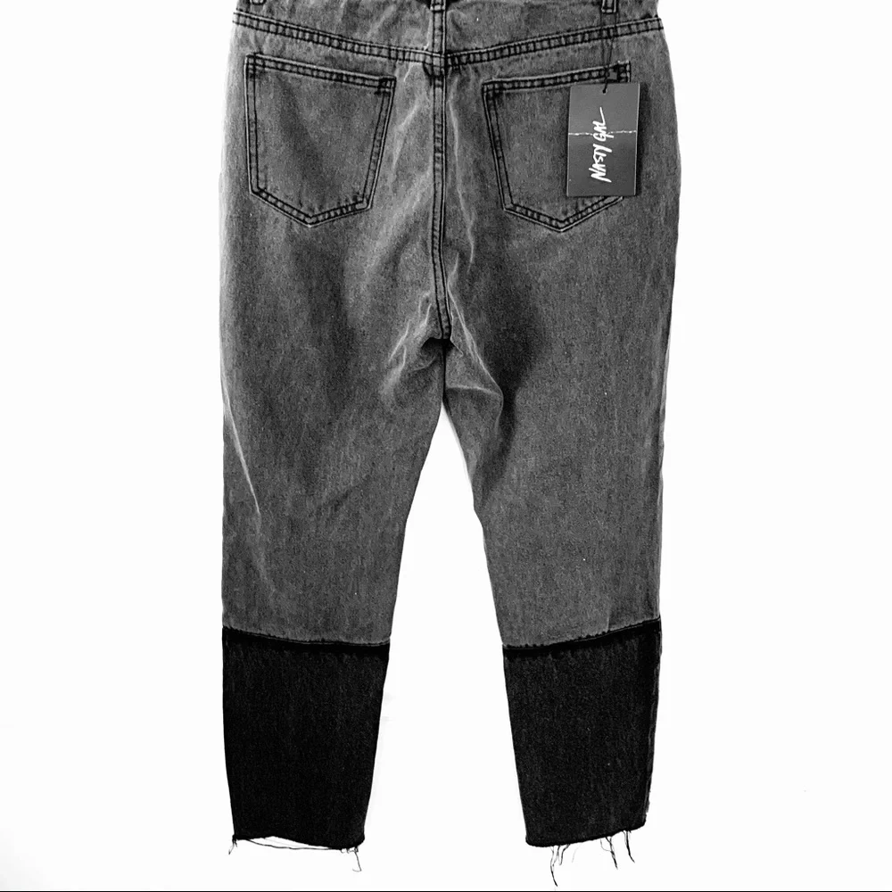 NASTY GAL Raw Hem Distressed High Waisted Mom Jeans